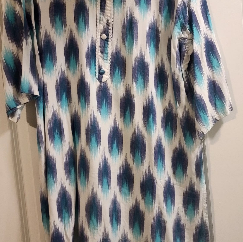 Womens Tunic multi color white blue - Picture 3 of 3